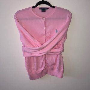 Pink lightweight long sleeve cardigan